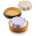 Kit tarte ring Honoré ø8 cm Silikomart: 8 anelli tondi microforati per basi crostatine e stampo silicone top ø7xh1,3 cm
