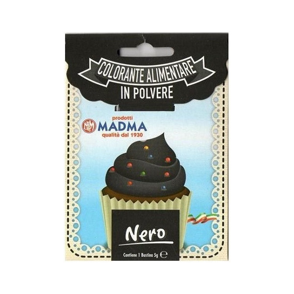 Colorante in polvere idrosolubile nero di Madma in bustina da 5 g