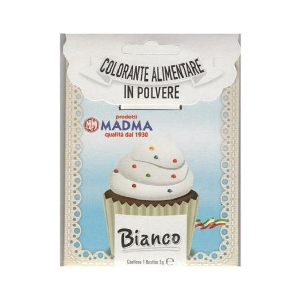 Colorante in polvere idrosolubile bianco di Madma in bustina da 5 g
