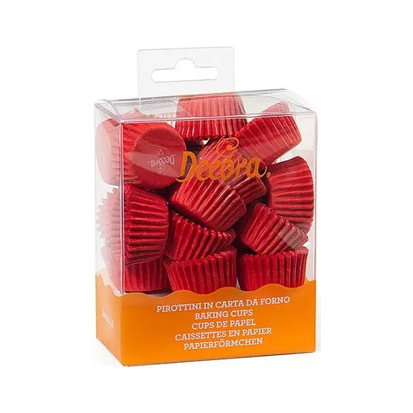 200 Pirottini bon bon rossi in carta forno ø2,7xh1,7 cm da Decora