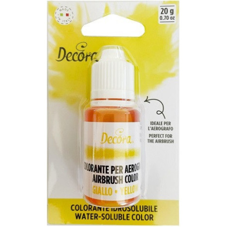 Colorante idrosolubile liquido giallo, ad uso alimentare, per aerografo, 20 g da Decora