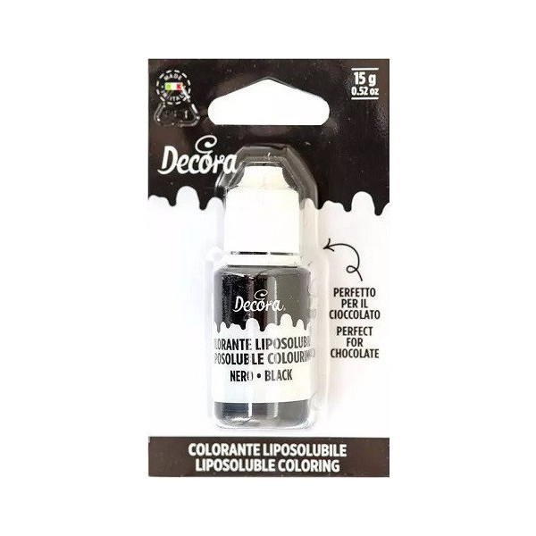 Colorante liposolubile liquido nero, ad uso alimentare, da 15 g, di Decora