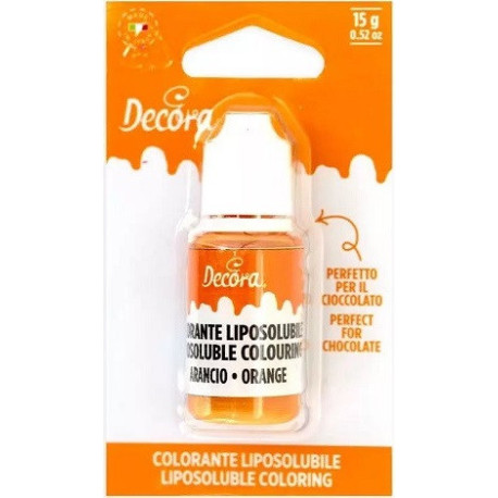 Colorante liposolubile liquido arancione, ad uso alimentare, da 15 g, di Decora