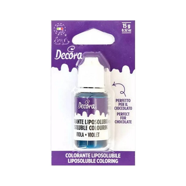 Colorante liposolubile liquido viola, ad uso alimentare, da 15 g, di Decora