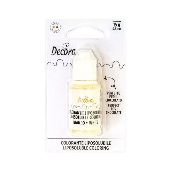 Colorante liposolubile liquido bianco uso alimentare 15 g Decora