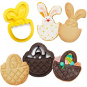 Tagliapasta cestino e bunny Decora: set 2 sagome in plastica a forma di cestino 6x6,5xh2,2 cm e coniglio 4,5x7,5xh2,2 cm