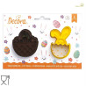 Tagliapasta cestino e bunny Decora: set 2 sagome in plastica a forma di cestino 6x6,5xh2,2 cm e coniglio 4,5x7,5xh2,2 cm