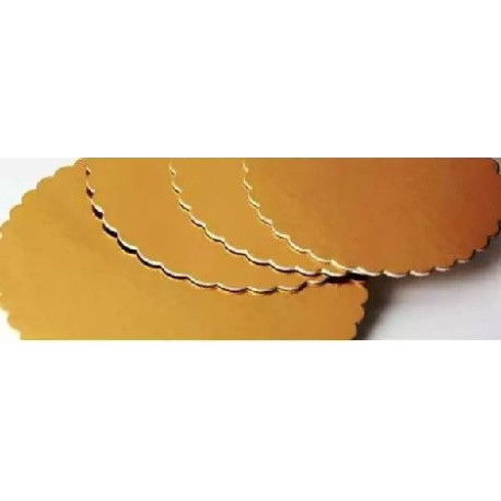 Da ø26 a ø34 cm piatto ala porta-torta in cartoncino color oro h 0,15 cm