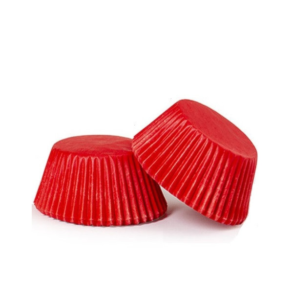 Pirottini muffin in carta da forno rossa da: ø32 per mini muffin o ø50 mm per muffin o ø55 mm  per jumbo muffin
