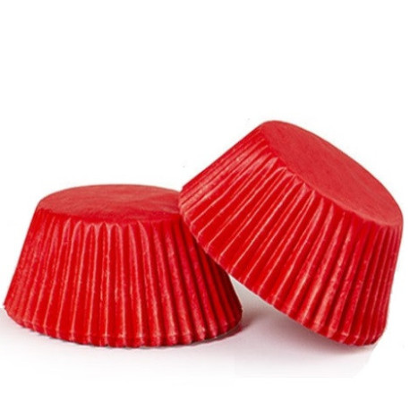Pirottini muffin in carta da forno rossa da: ø32 per mini muffin o ø50 mm per muffin o ø55 mm  per jumbo muffin