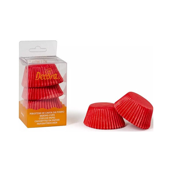 75 Pirottini per muffin in carta forno colore rossa di diametro 5 cm ed altezza 3,2 cm da Decora
