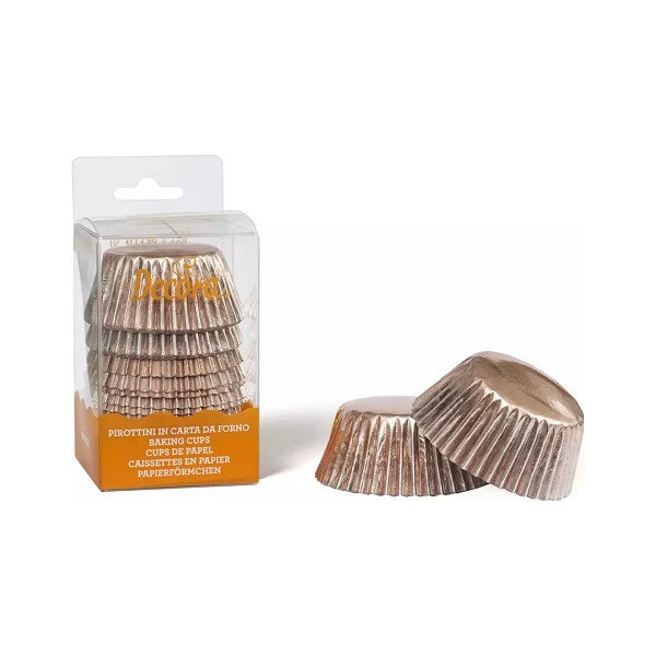 60 Pirottini per muffin in carta forno di colore rose gold di diametro 5 cm ed altezza 3,2 cm da Decora