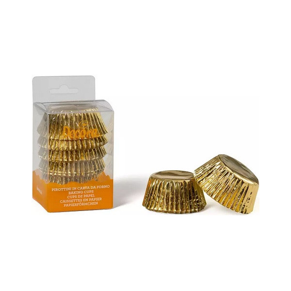 60 Pirottini per muffin in carta forno color oro di diametro 5 cm altezza 3,2 cm da Decora