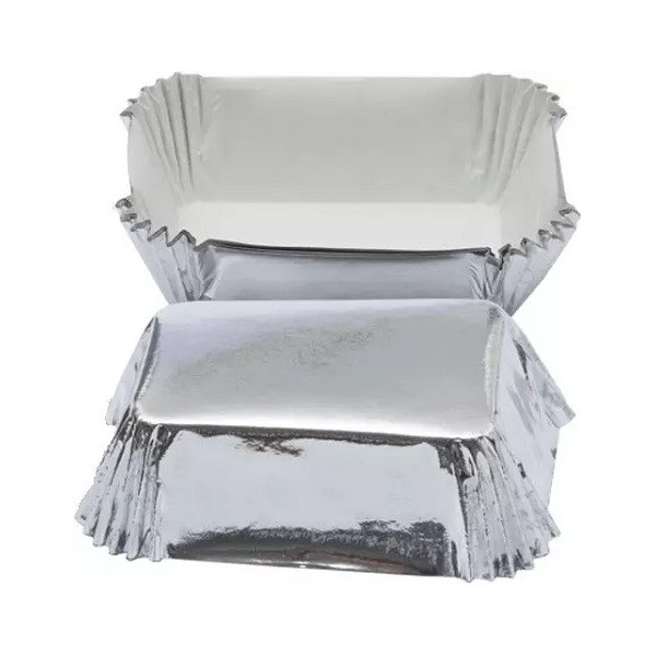 Set di 20 pirottini per mini plum-cake in carta forno antiaderente color argento da 8x5xh3,2 cm di Decora