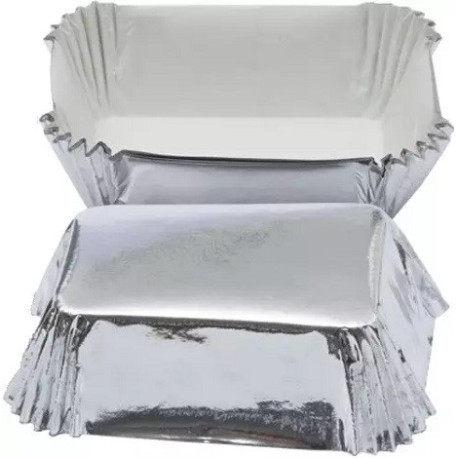 Set di 20 pirottini per mini plum-cake in carta forno antiaderente color argento da 8x5xh3,2 cm di Decora