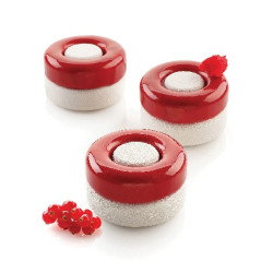 Game 115 Silikomart: set 2 stampi in silicone bianco per semifreddi ad incastro ø6,5xh4 cm