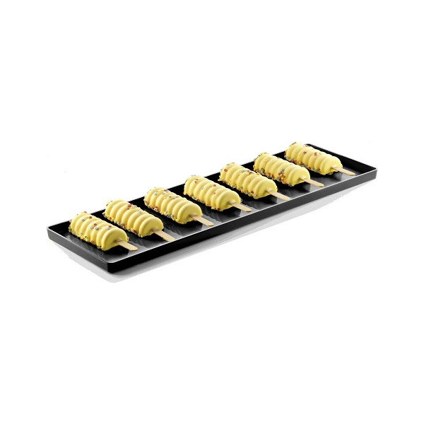 V Gel 03 nero Silikomart: set 2 vassoi neri in policarbonato ideali per gelati e monoporzioni 119x395,5xh13 mm