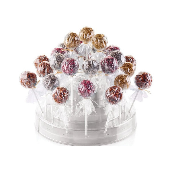 Pop stand white Silikomart: espositore 3 piani bianco per cake pops easy pops e finger mini su stecco ø22,5xh11 cm