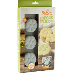 Duo Fiore Decora: coppia di stampi silicone con 6 fiori ø6,7xh2,3 cm ideali per biscotto gelato