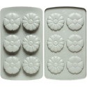 Duo Fiore Decora: coppia di stampi silicone con 6 fiori ø6,7xh2,3 cm ideali per biscotto gelato