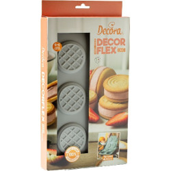 Duo Tondo Decora: coppia di stampi silicone con 6 dischi ø6,5xh2,3 cm ideali per biscotto gelato