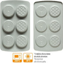 Duo Tondo Decora: coppia di stampi silicone con 6 dischi ø6,5xh2,3 cm ideali per biscotto gelato