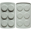 Duo Tondo Decora: coppia di stampi silicone con 6 dischi ø6,5xh2,3 cm ideali per biscotto gelato