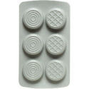 Duo Tondo Decora: coppia di stampi silicone con 6 dischi ø6,5xh2,3 cm ideali per biscotto gelato