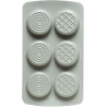 Duo Tondo Decora: coppia di stampi silicone con 6 dischi ø6,5xh2,3 cm ideali per biscotto gelato
