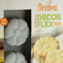 Duo Fiore Decora: coppia di stampi silicone con 6 fiori ø6,7xh2,3 cm ideali per biscotto gelato