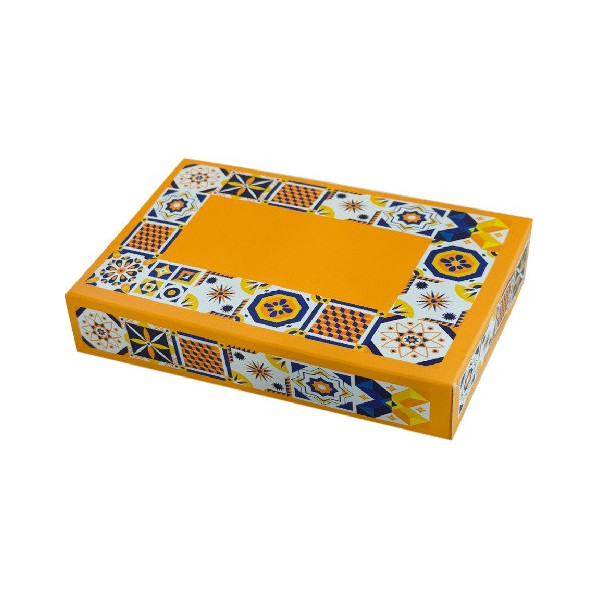 Scatola regalo rettangolare portadolci piastrelle modern Decora: box auto-montante in cartoncino 23x16xh5 cm