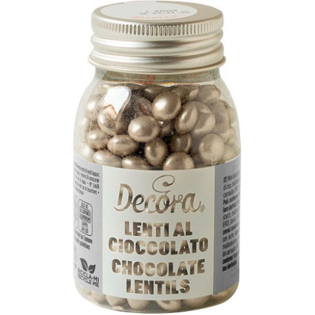 Mini lenti al cioccolato al latte argento da ø10 mm e 80 g di Decora