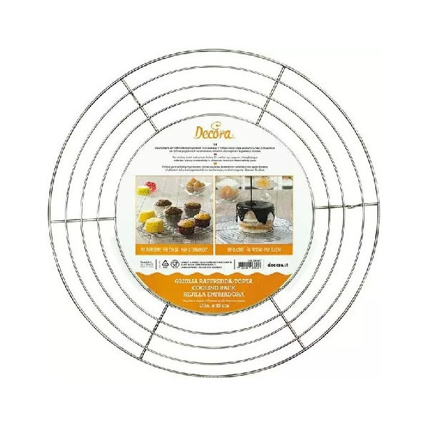 Griglia raffredda torte e di colaggio tonda in acciaio inox diametro 32 cm, da Decora