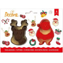Tagliabiscotti Natalizi Babbo Natale e Renna Decora | Set 2 Cutter in Plastica 8 cm per Biscotti e Pasta di Zucchero