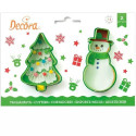 Tagliabiscotti Natalizi 'Albero di Natale e Pupazzo di Neve' Decora | Set 2 Cutter in Plastica per Biscotti e Pasta di Zucchero