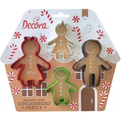Gingerbread family Decora set 4 taglia biscotti la famiglia di pan di zenzero in plastica