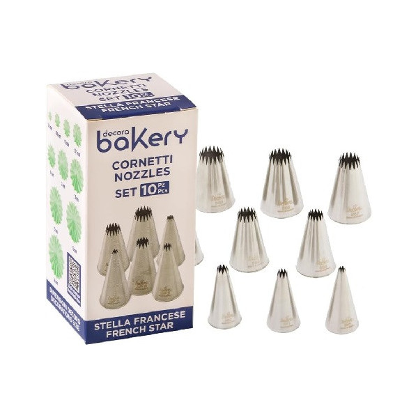 Set 10 cornetti stella francese in acciaio inox da ø4 a ø18 mm Decora