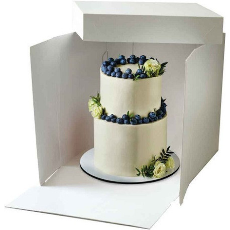 Scatola quadrata per dolci con coperchio 40,5x40,5xh40 cm in cartoncino bianco Decora