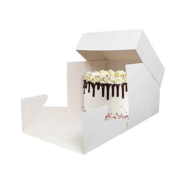 Da 26,5 a 50,5 cm scatola quadrata per torte alte da 15 a 50 cm con coperchio in cartoncino bianco Decora