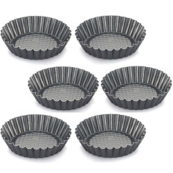 Set 6 formine in alluminio antiaderente con fondo rialzato per crostatine tonde ø12xh2,5 cm di Vespa