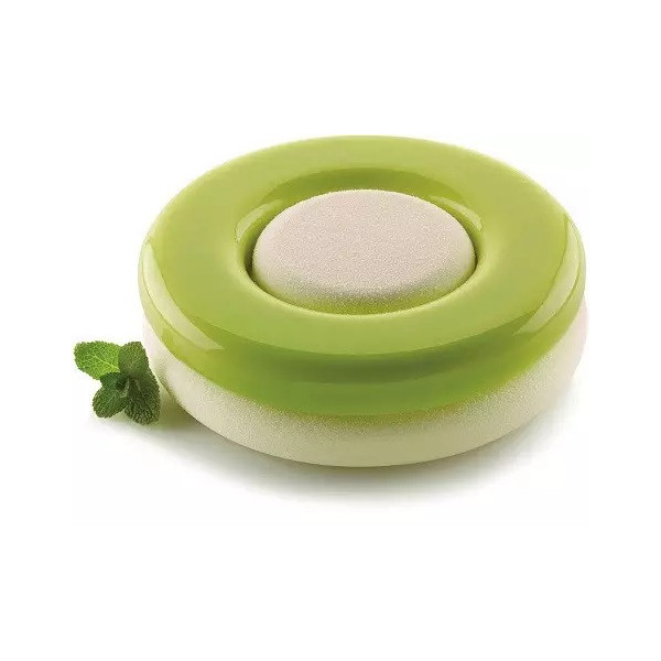 Kit Game 1200 Silikomart: set 2 stampi in silicone bianco per torta tonda ad incastro verticale di ø18xh2 cm