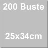 Set di 200 buste cast neutre grandi da 25x34 cm in polietilene neutro, per alimenti, ideali buste per dolci artigianali