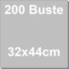 Set di 200 Buste cast neutre grandi da 32x44 cm in polietilene neutro, per alimenti, ideali buste per dolci artigianali