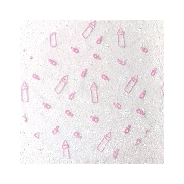50 Veli in organza con rilevo a forma di biberon Rosa con effetto floccato