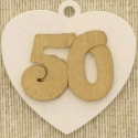 Applicazione in Legno Cuore 50° Oro di dimensioni 4,2x4xh0,4 cm