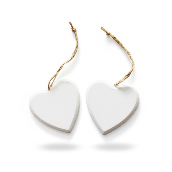 Decorazione Cuore Bianco in legno cm 8 pz 2