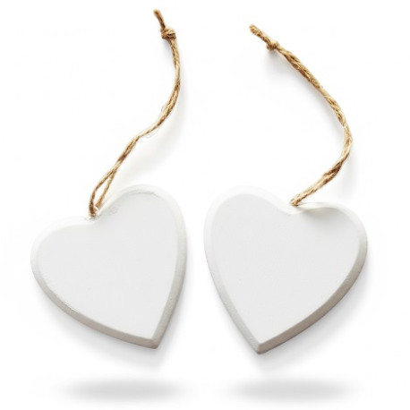 Decorazione Cuore Bianco in legno cm 8 pz 2 Decorazione Cuore Bianco in legno cm 8 pz 2