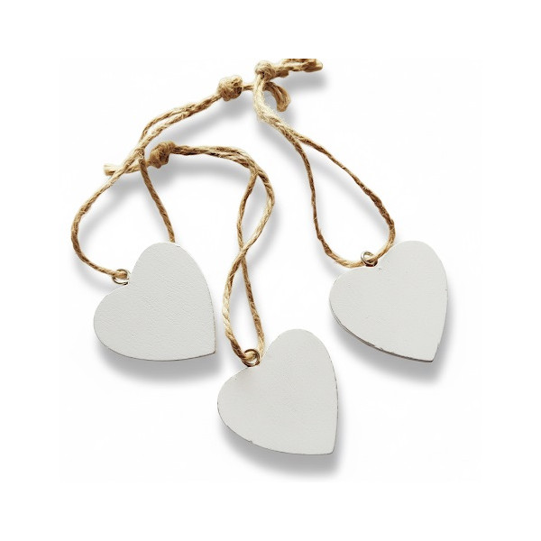 Decorazione Cuore Bianco in legno cm 4 pz 3