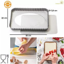 Forma Crostata Rettangolare Fondo Mobile 32x22xh3,5 cm in acciaio alta qualità da Decora