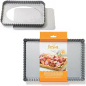 Forma Crostata Rettangolare Fondo Mobile 32x22xh3,5 cm in acciaio alta qualità da Decora
